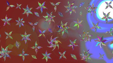 Renkli Bahar Teması eskiz kalıbı. Taslak desenli, modaya uygun kumaş deseni. Raster illüstrasyonu. Düz Çiçek Elementleri Tasarımı. Şirin çiçek elementleri..