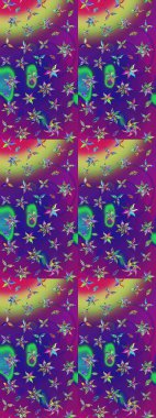 Renkli Bahar Teması eskiz kalıbı. Sevimli çiçek raster deseni. Düz Çiçek Elementleri Tasarımı. Mor ve mor renkte çiçekler.