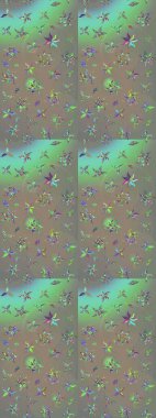 Çiçekler suluboya eskiz deseni. Raster Stili kumaş deseni.