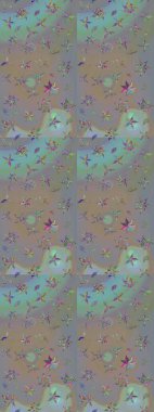 Renkli Yaz Temalı eskiz kalıbı. Modaya uygun kumaş deseni. Sevimli çiçek raster deseni. Düz Çiçek Elementleri Tasarımı.