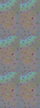 Raster Yumuşak kumaş deseni. Raster çiçek izi. Çiçek grisi ve bej çizim deseni. Klasik taslak çizimi.