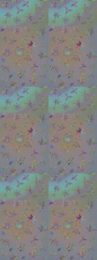 Raster Yumuşak kumaş deseni. Raster çiçek izi. Çiçek grisi ve bej çizim deseni. Klasik taslak çizimi.