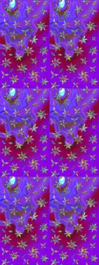 Mor ve mor renkli çiçekler. Çiçekli karalama şeklinde Raster çiçek deseni. Nazik, sevimli çiçek arkaplanı..