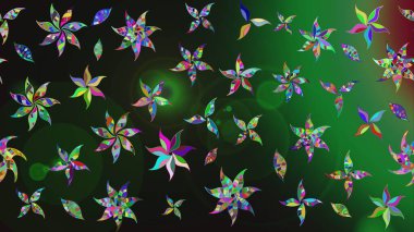 Çocuksu tasarım. Tekstil, kumaş, ambalaj, hatıra defteri için hoş bir çiçek arkaplanı. Elle çizilmiş çiçek desenli Raster çizimi. Gri ve yeşil arkaplanda.