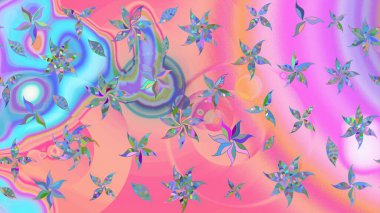 Sabıka fotoğraflarında, bebek kıyafetlerinde, duvar kâğıtlarında, paket kutularında falan kullanılabilir. Zarif, parlak ve eskiz pembe ve mavi çiçek deseni tasarımı.