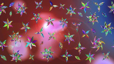 Raster illüstrasyonu. Nazik, yaz çiçekleri kahverengi ve pembe renklerde. Küçük çiçekteki sevimli çiçek deseni. Raster deseni.