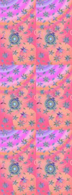 Çizim çiçek deseni duvar kâğıdı olarak kullanılabilir. Raster illüstrasyonu. Pembe ve nötr renkte çiçekler.