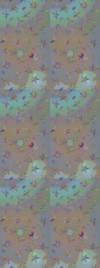 Renkli Yaz Temalı eskiz kalıbı. Modaya uygun kumaş deseni. Sevimli çiçek raster deseni. Düz Çiçek Elementleri Tasarımı.