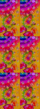 Renkli Bahar Teması eskiz kalıbı. Düz Çiçek Elementleri Tasarımı. Raster güzel kumaş deseni çiziyor. Çiçek deseni.