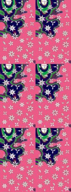 Çoklu olopink ve nötr küçük çiçekler pembe ve nötr renklerdeki komik böcekler, raster desen, illüstrasyon.