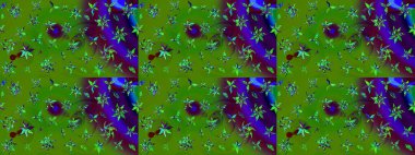 Raster çiçekleri klasik tarzda çizilmiş. Çiçekli yumuşak bir eskiz şekli. Yumuşak, yeşil renkli bahar çiçekleri. Raster illüstrasyonu.