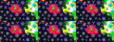 Gri renklerde bahar çiçekleri. Çiçek ve yapraklı karalama şeklinde Raster çiçek deseni. Raster illüstrasyonu.