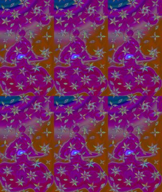 Renkli Bahar Teması eskiz kalıbı. Düz Çiçek Elementleri Tasarımı. Mor renkli çiçekler. Raster illüstrasyonunda çiçek deseni çizimi.