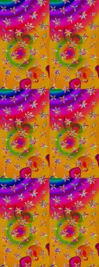 Sarı ve kırmızı renkte çiçekler. Hediye ambalaj kağıdı, tebrik kartları, posterler ve pankart tasarımı. Raster düz çiçek çizim deseni.