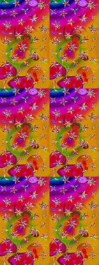 Renkli Bahar Teması eskiz kalıbı. Düz Çiçek Elementleri Tasarımı. Raster güzel kumaş deseni çiziyor. Çiçek deseni.