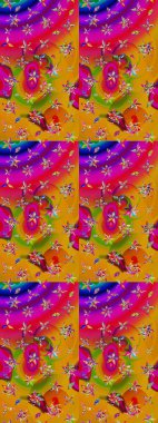 Raster illüstrasyonu. Sarı ve kırmızı renkte çiçekler. Çiçek süslemeli çizim deseni.