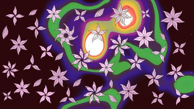 Raster illüstrasyonu. Küçük çiçekteki sevimli çiçek deseni. Raster deseni. Nazikçe, yaz çiçekleri kahverengi renklerde.