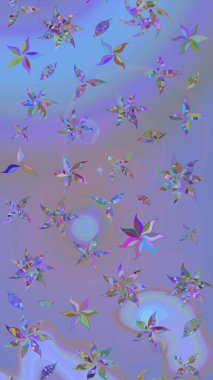 Renkli desenli eskiz deseni, mor ve mavi çiçekler ve dekoratif elementler. Raster illüstrasyonu. Eski usul. Eskiz geçmişi. Kumaş, tekstil ve duvar kağıdı baskısı için..