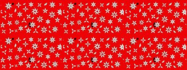 Raster illüstrasyonu. Kırmızı ve nötr papatyalardan oluşan kırmızı ve nötr bir desen. Kırmızı ve nötr renklerde.