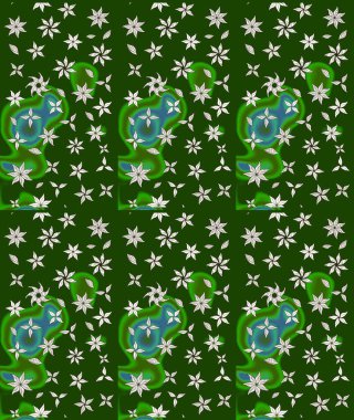 Raster illüstrasyonu. Tekstil veya kitap kapakları, imalat, duvar kağıtları, baskı, hediye paketi ve yapıştırma kitabı için çiçek eskizi geçmişi. Küçük ölçekli çiçeklerdeki basit sevimli desen.