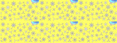 Sarı ve beyaz renkte çiçekler. Düz Çiçek Elementleri Tasarımı. Renkli Bahar Teması eskiz kalıbı. Güzel çiçek deseni..