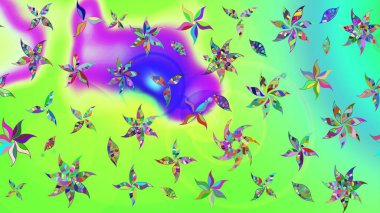 Parlak renkli çiçekli ve yeşil yapraklı harika bir çiçek deseni. Moda baskıları için zarif bir şablon. Halk tarzı. Modern çiçek arkaplanı.