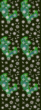 Raster. Gri renkli güzel çiçekli çizim deseni, suluboya çiçek deseni, duvar kağıdı, kart veya kumaş için fayanslı..