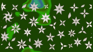 Raster illüstrasyonundaki çiçek desenli çizim. Düz Çiçek Elementleri Tasarımı. Renkli Bahar Teması eskiz kalıbı. Süslü kumaş deseni.