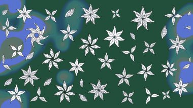 Renkli Bahar Teması eskiz kalıbı. Güzel çiçek deseni. Düz Çiçek Elementleri Tasarımı. Yeşil renkte çiçekler.