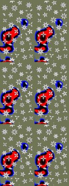 Çiçeksel çizim kalıbının yansıması. Vadinin yeşil renkli çiçekleri.