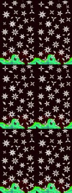 Raster Illustrasyon 'daki Çiçek Deseni' nin son moda çizimi. Düz Çiçek Elementleri Tasarımı. Siyah renkli çiçekler. Renkli Yaz Teması çizim şablonu.