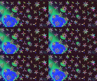 Raster çiçek desenli çiçek deseni, yapraklar, dekoratif elementler, sıçrama, lekeler, el çizimi kontur çizgileri ve Doodle çizim stili, grafik raster çizim çizimi.