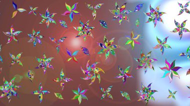 Kahverengi renkli çiçekler. Düz Çiçek Elementleri Tasarımı. Raster illüstrasyonu. Çiçekli çiçek deseni, suluboya. Renkli Bahar Teması çizim şablonu.