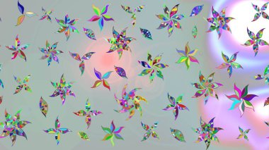 Düz Çiçek Elementleri Tasarımı. Güzel kumaş deseni. Raster illüstrasyonundaki çiçek desenli çizim. Renkli Bahar Teması çizim şablonu.