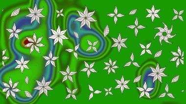 Yeşil renkli çiçekler. Raster illüstrasyonu. El çizimi çiçekli soyut çizim deseni.