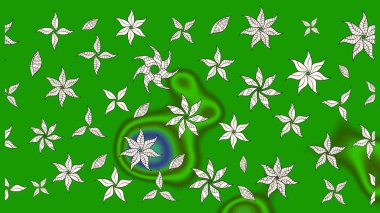 Raster düz çiçek çizim deseni. Yeşil renkli çiçekler. Tasarım hediye paketi, tebrik kartları, posterler ve afiş tasarımı.