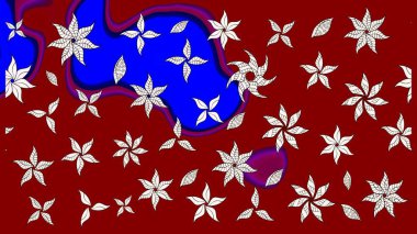 Raster illüstrasyonundaki çiçek desenli çizim. Suluboya tarzında kırmızı renkte çiçekler.