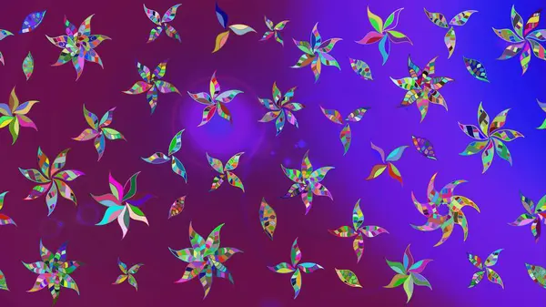 Asya tekstil tarzında. Çiçek desenli çizim. Raster illüstrasyonu. Mor ve mor renkli çiçekler. Raster illüstrasyonu.