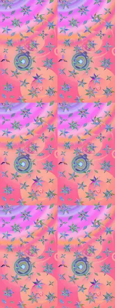 Çizim çiçek deseni duvar kâğıdı olarak kullanılabilir. Raster illüstrasyonu. Pembe ve nötr renkte çiçekler.