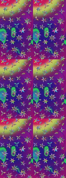 Renkli Bahar Teması eskiz kalıbı. Sevimli çiçek raster deseni. Düz Çiçek Elementleri Tasarımı. Mor ve mor renkte çiçekler.