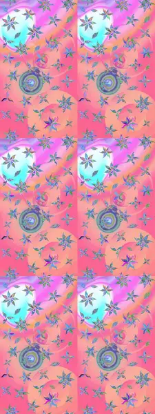 Raster geleneksel çiçek buketi pembe ve nötr renklerde tekstil tasarımı için. Üzerinde gelincikler ve vadi zambakları olan renkli çiçek desenli nakış..