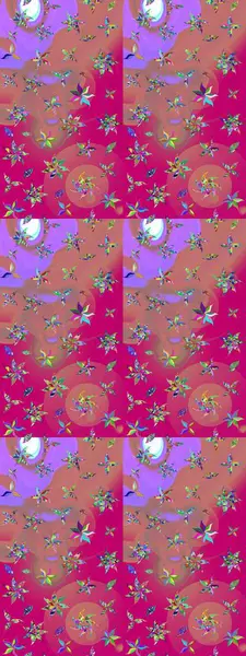 Hint süsü. Pembe ve morumsu renklerde. Çiçek duvar kağıdı. Çizim kalıbı. Renkli süs kenarı. Raster illüstrasyonu.