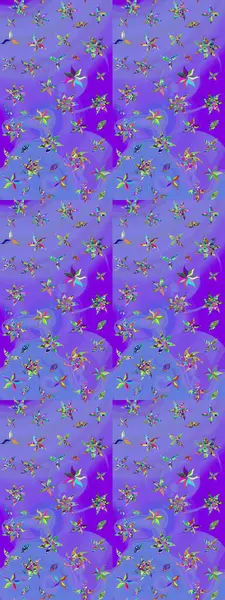 Renkli Yaz Temalı eskiz kalıbı. Mor ve mavi renkte çiçekler. Düz Çiçek Elementleri Tasarımı. Raster illüstrasyonunda çiçek deseni çizimi.