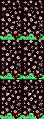 Raster Illustrasyon 'daki Çiçek Deseni' nin son moda çizimi. Düz Çiçek Elementleri Tasarımı. Siyah renkli çiçekler. Renkli Yaz Teması çizim şablonu.