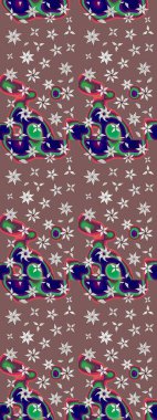 Raster illüstrasyonundaki çiçek desenli çizim. Kahverengi renkte çiçekler.