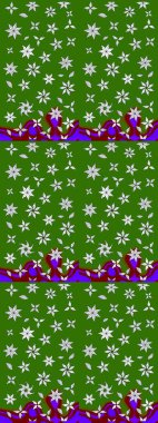 Parlak çiçekli yeşil renkler üzerine soyut çizim deseni. Küçük çiçekte hoş bir çiçek deseni var. Çiçek elementli zarif raster dokusu..