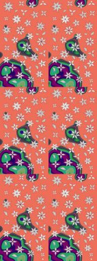 Modern turuncu raster arka plan duvar kağıdı çizimi, klasik çizgili desenli desenli çiçekler, çiçekli süsler. Çiçekli el çizimi çizimi deseni.