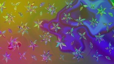 Çiçek süslemeli çizim deseni. Yeşil renkli çiçekler. Raster illüstrasyonu.