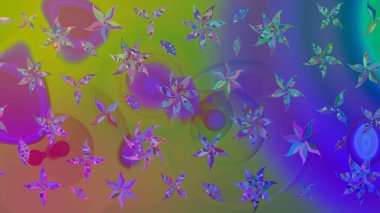 Raster illüstrasyonundaki çiçek desenli çizim. Mor renkte çiçekler.