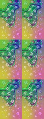 Düz Çiçek Elementleri Tasarım Raster illüstrasyonu. Yeşil renkli çiçekler. Renkli Bahar temalı eskiz kalıbı. Çiçekli çiçek deseni, suluboya..